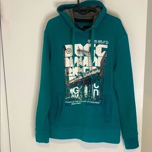 C&A EUROPEAN Store, Teal Graphic Long sleeved Hoodie from Europe size MEDIUM